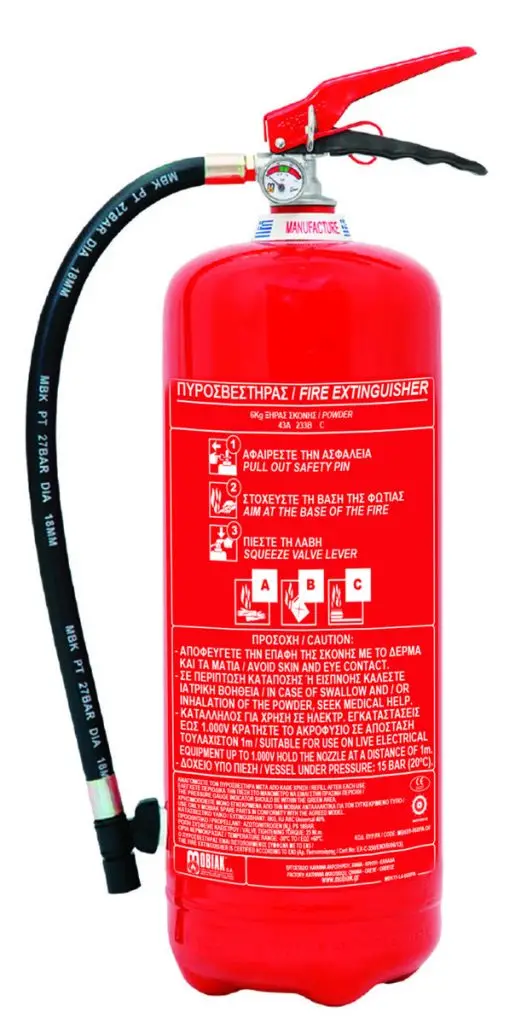 Stingator navalizat cu pulbere 6 kg (P6), SOLAS